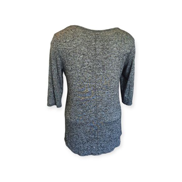 Obsession Gray Sparkly Scoop Neck 3/4 Sleeve High Low Hem Blouse Plus Size 2X - Picture 2 of 5